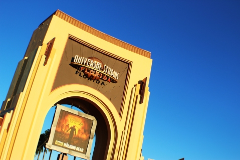 Entrance at Universal Studios at sundown