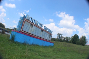 Front side sign at the Moonlite Theatre in Abingdon, VA